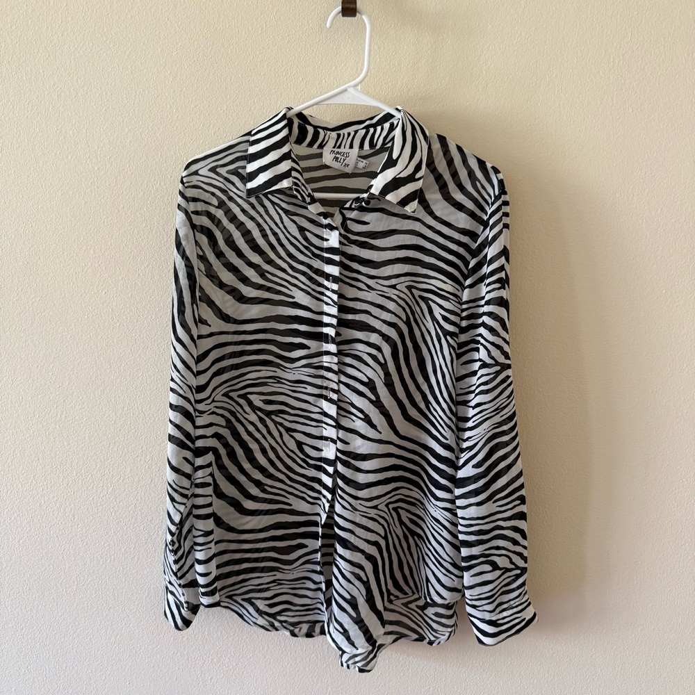 Princess Polly Zebra Print Button-Up Blouse